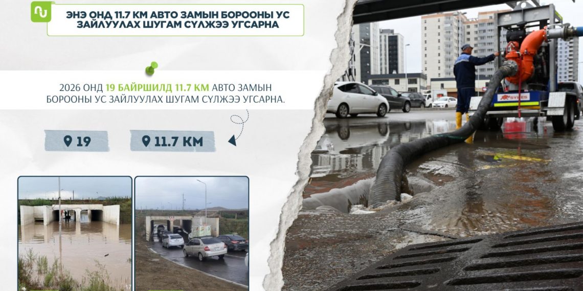 Нийслэлд энэ жил 19 байршилд 11.7 км авто замын борооны ус зайлуулах шугам угсарна