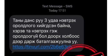 “Таны данс руу гурван удаа нэвтрэх оролдлого хийсэн байна” гэх зурвасаар иргэдийг залилж байна