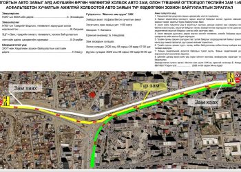 Толгойтыг 3, 4 дүгээр хороололтой холбосон авто замын хөдөлгөөнийг хэсэгчлэн хаана