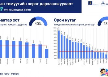Зургаан сартайгаас зургаа хүртэлх насны хүүхдүүдийн 37.4 хувь нь томуугийн эсрэг дархлаажуулалтад хамрагдаад байна